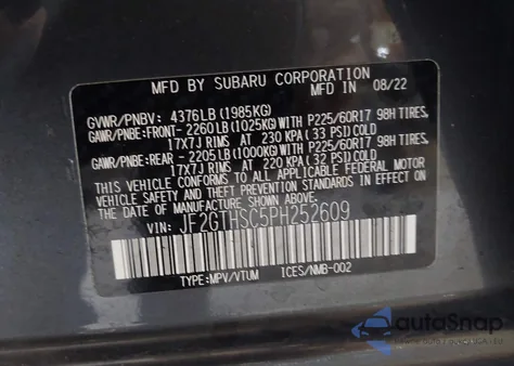 2023 Subaru Crosstrek Sport from USA, damaged, VIN JF2GTHSC5PH252609